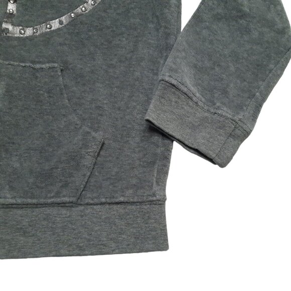 Circo Hoodie Girls Small 6 Gray Full Zip Up Fleece Peace Sign Pockets - Picture 10 of 14